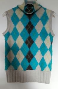 DKNY Argyle Wool/Mohair Sweater Vest Sz L